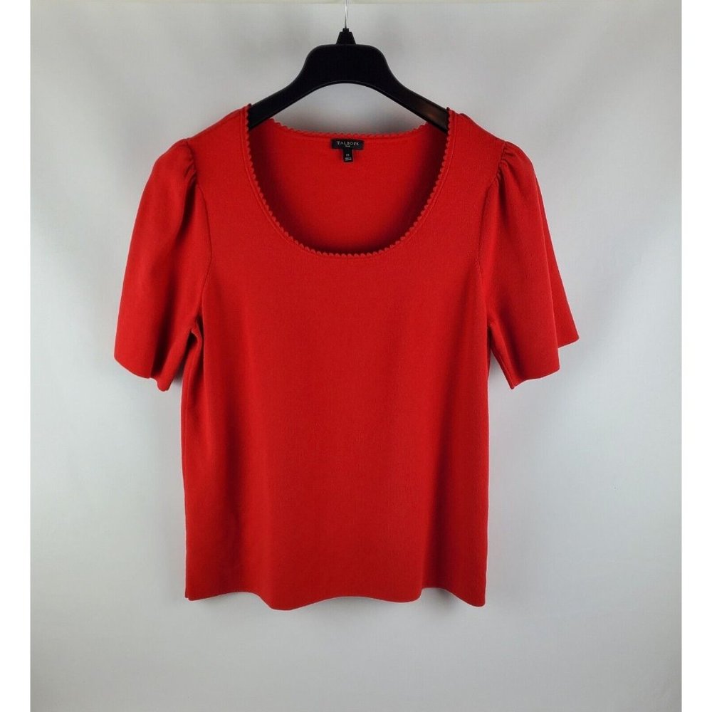 Talbots Womens Short Sleeve Pullover Tunic Top Red Plus Size 1X
